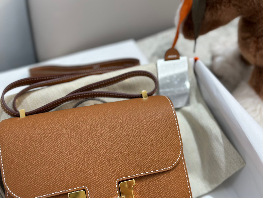 Hermes Constance 18 Mini Shoulder Bag In Brown Epsom Leather